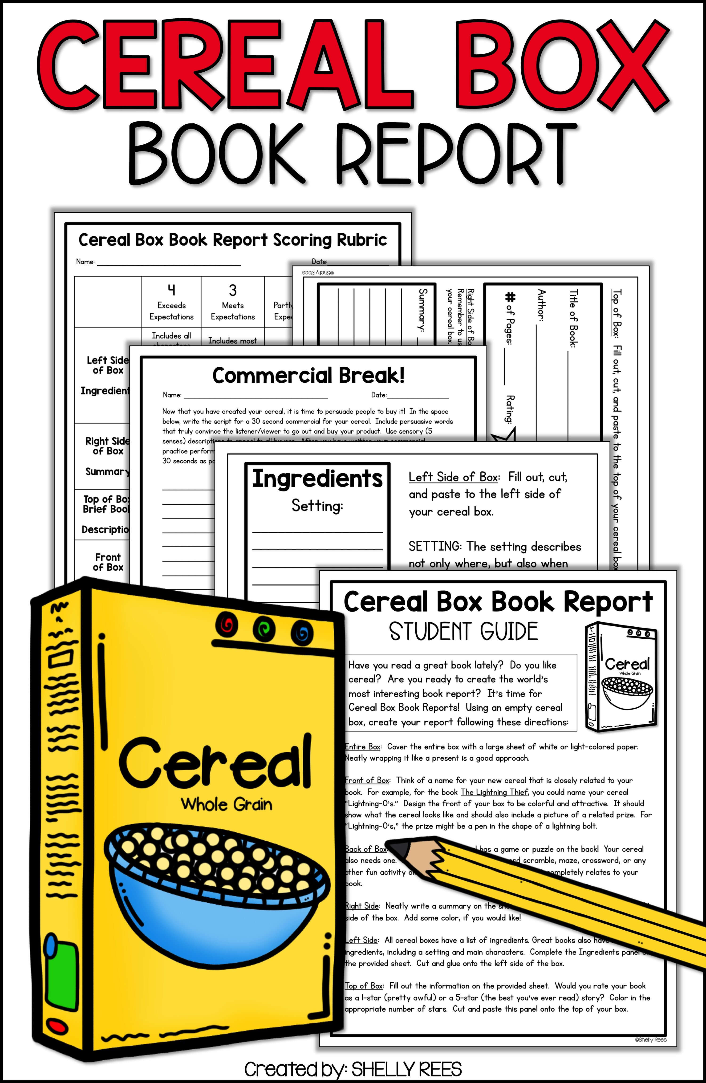 Cereal Box Book Report Kit | Shelly Rees Teaching Resources In Cereal Box Book Report Template