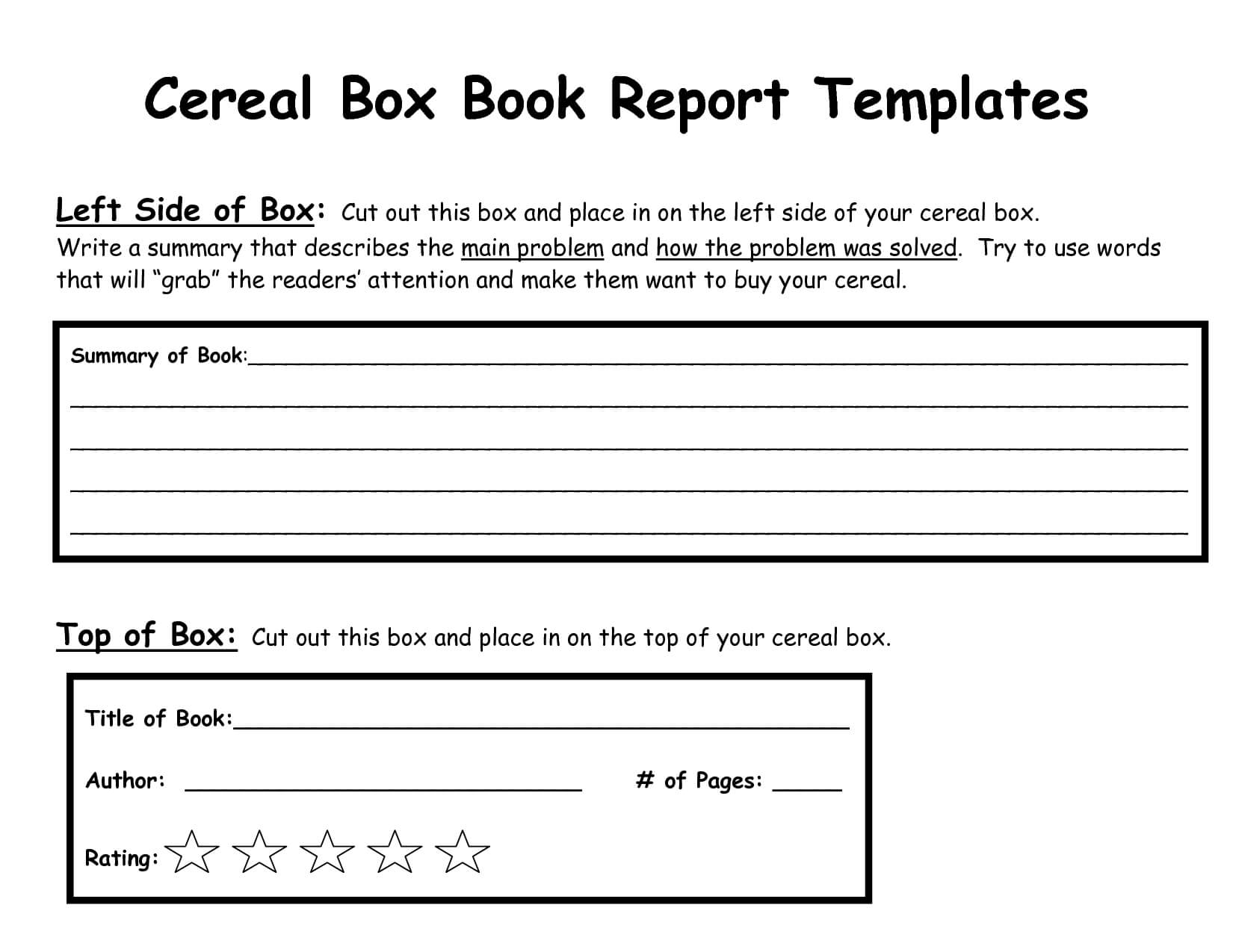 Cereal+Box+Book+Report+Template | Creative | Book Report With Cereal Box Book Report Template