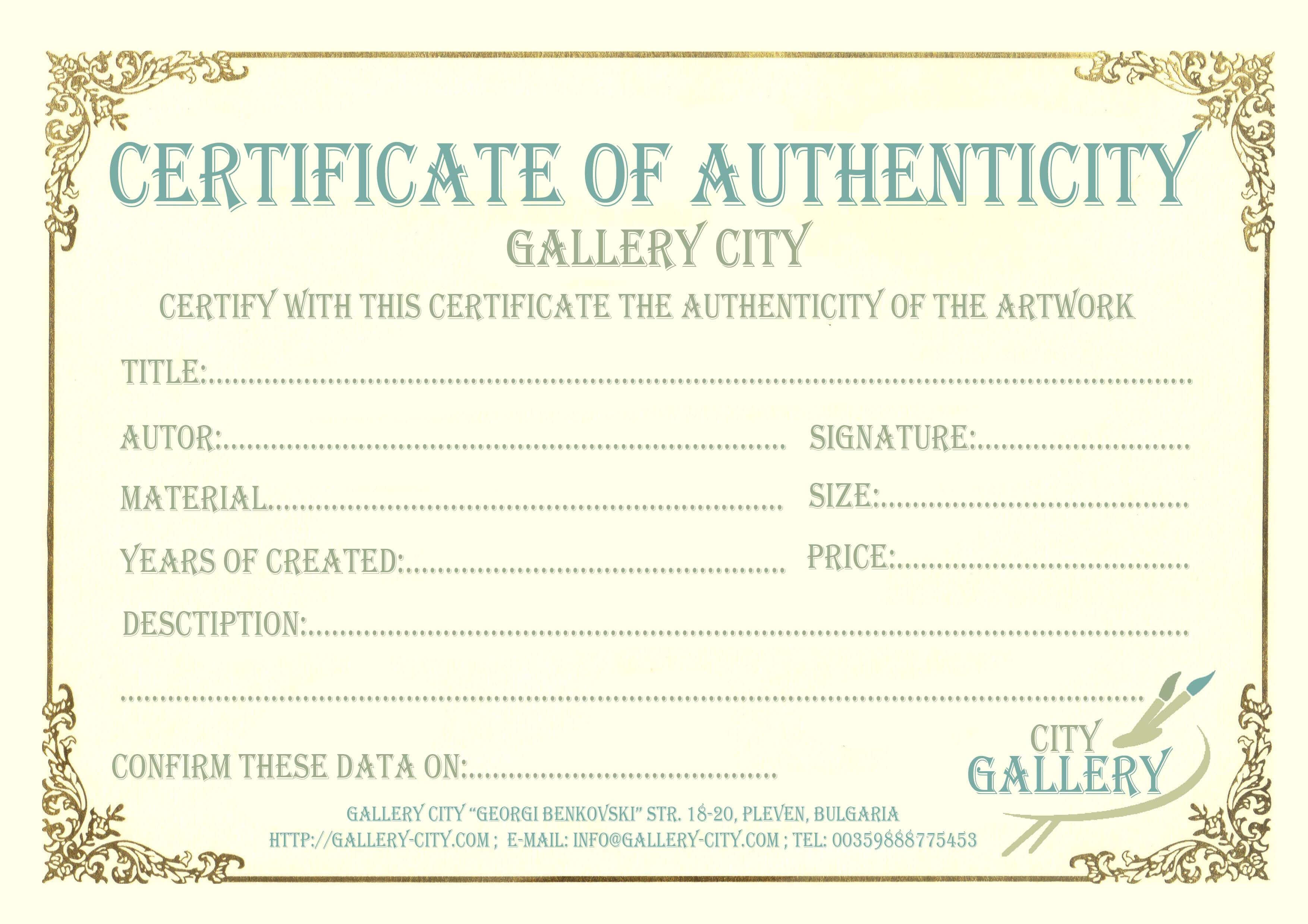 Certificate Authenticity Template Art Authenticity Inside Certificate Of Authenticity Photography Template
