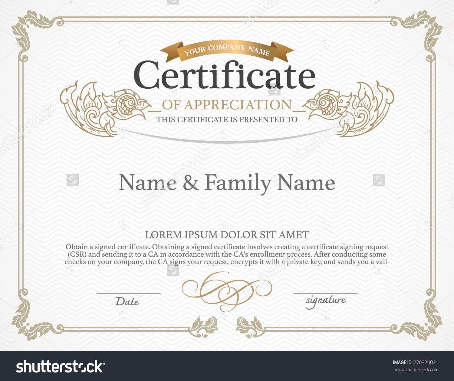 Certificate Design Template. Thai Art Design. Stock Vector In Art Certificate Template Free