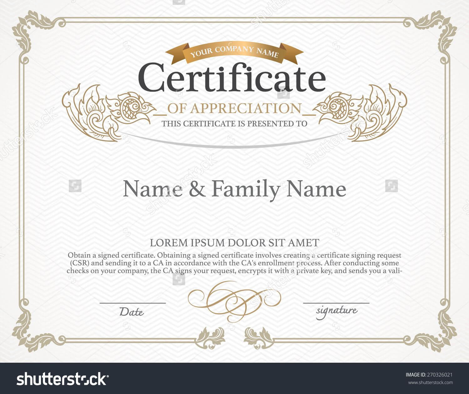 Certificate Design Template. Thai Art Design. Stock Vector With Free Art Certificate Templates