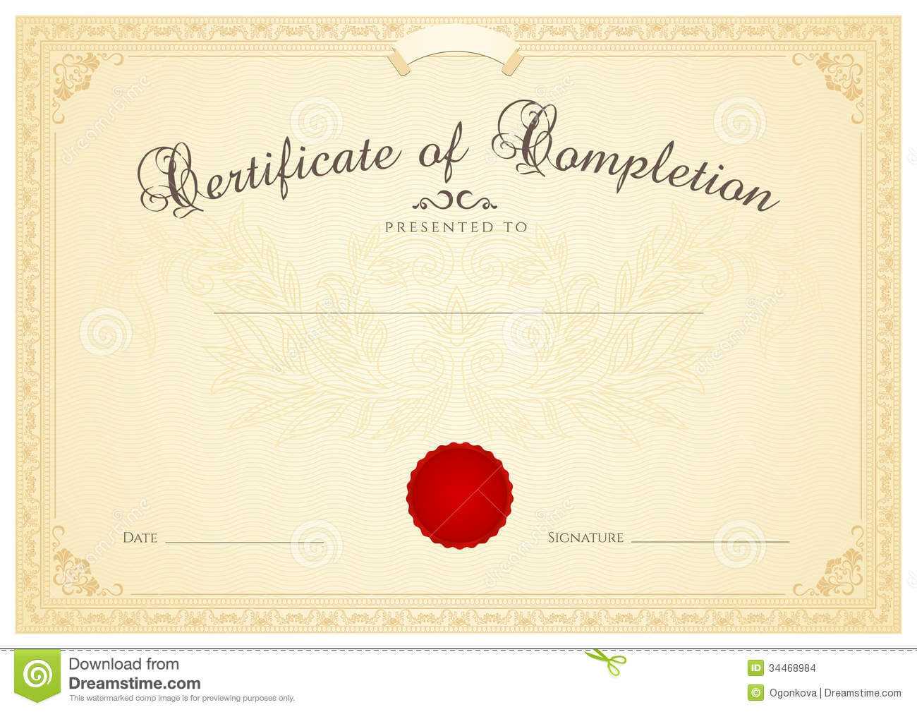 Certificate / Diploma Background Template. Floral Stock With Regard To Scroll Certificate Templates