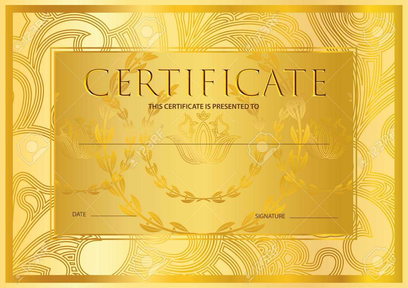 Certificate, Diploma (Golden Design Template, Colorful Background).. Inside Certificate Scroll Template