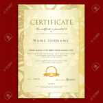 Certificate, Diploma (Golden Design Template, Colorful Background).. Inside Certificate Scroll Template