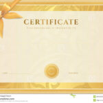 Certificate, Diploma Template. Gold Award Pattern Stock Inside Certificate Scroll Template