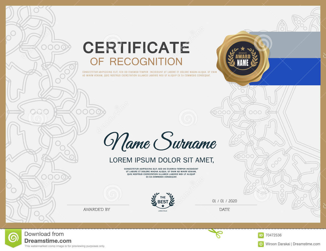 Certificate Frame Design Template Layout Template In A4 Size Regarding Certificate Template Size
