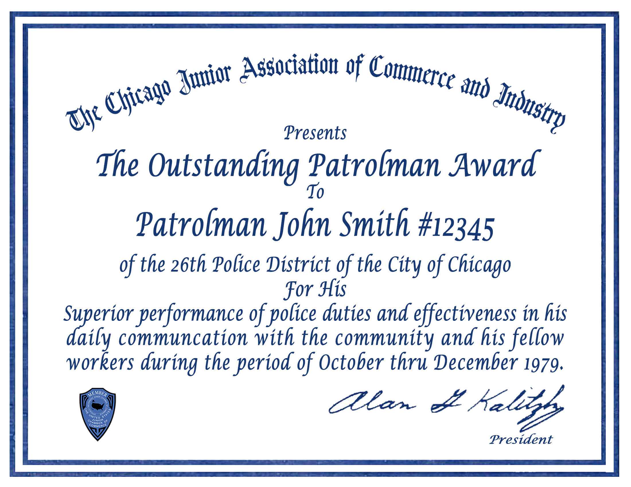 Certificate & Letter Awards | Chicagocop With Regard To Life Saving Award Certificate Template
