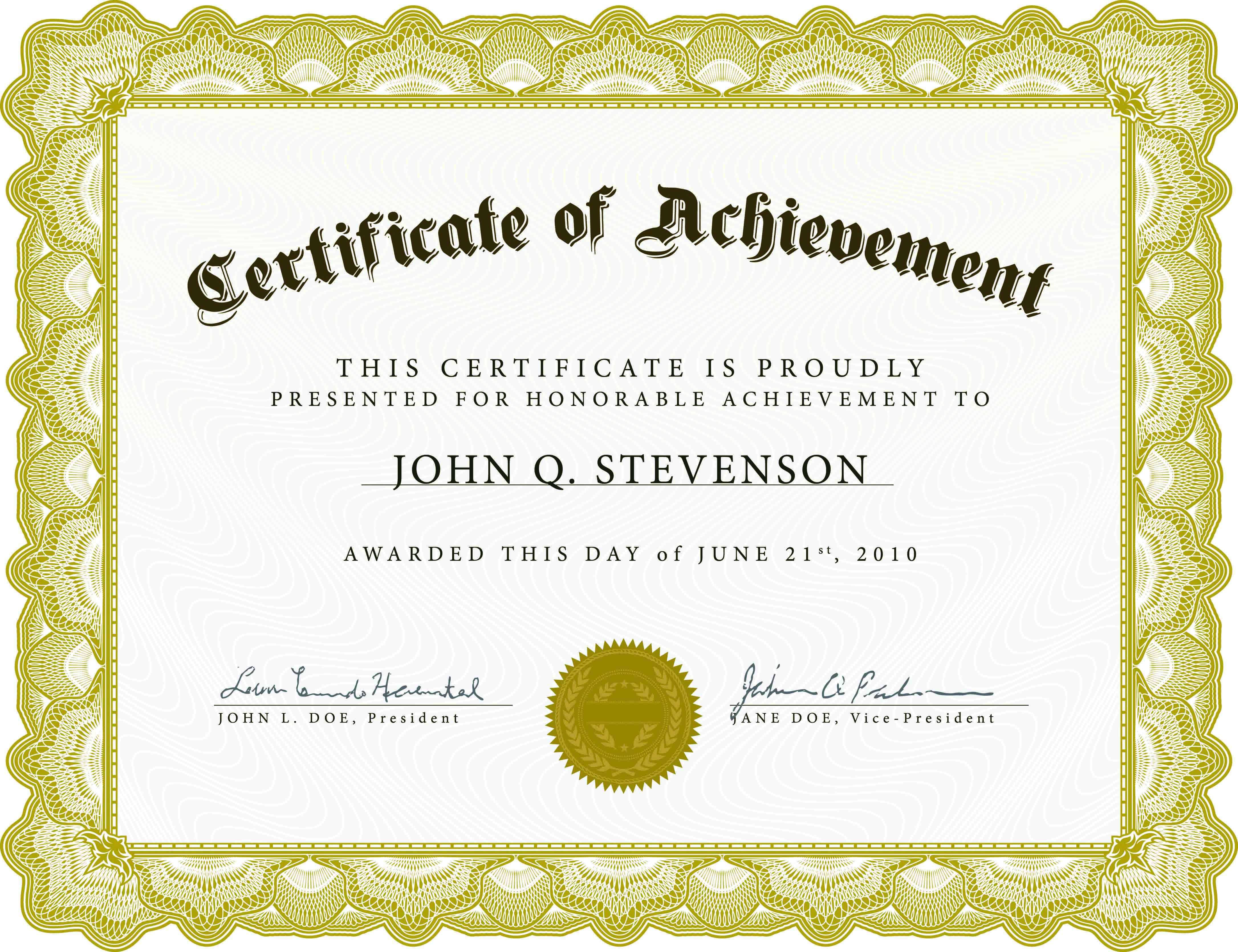 Certificate Of Academic Achievement Template | Photo Stock In Free Funny Certificate Templates For Word