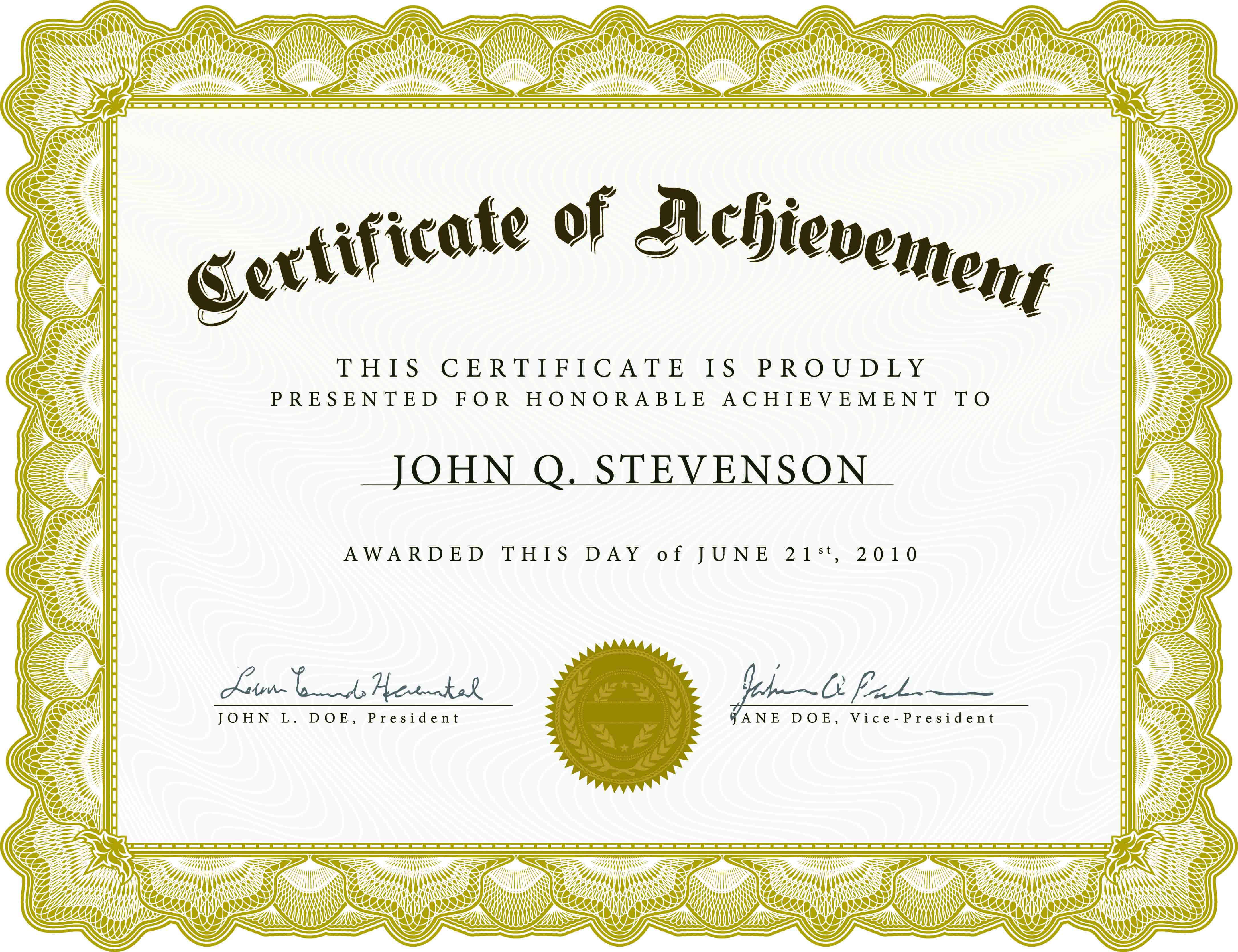 Certificate Of Academic Achievement Template | Photo Stock Within Certificate Of Excellence Template Free Download