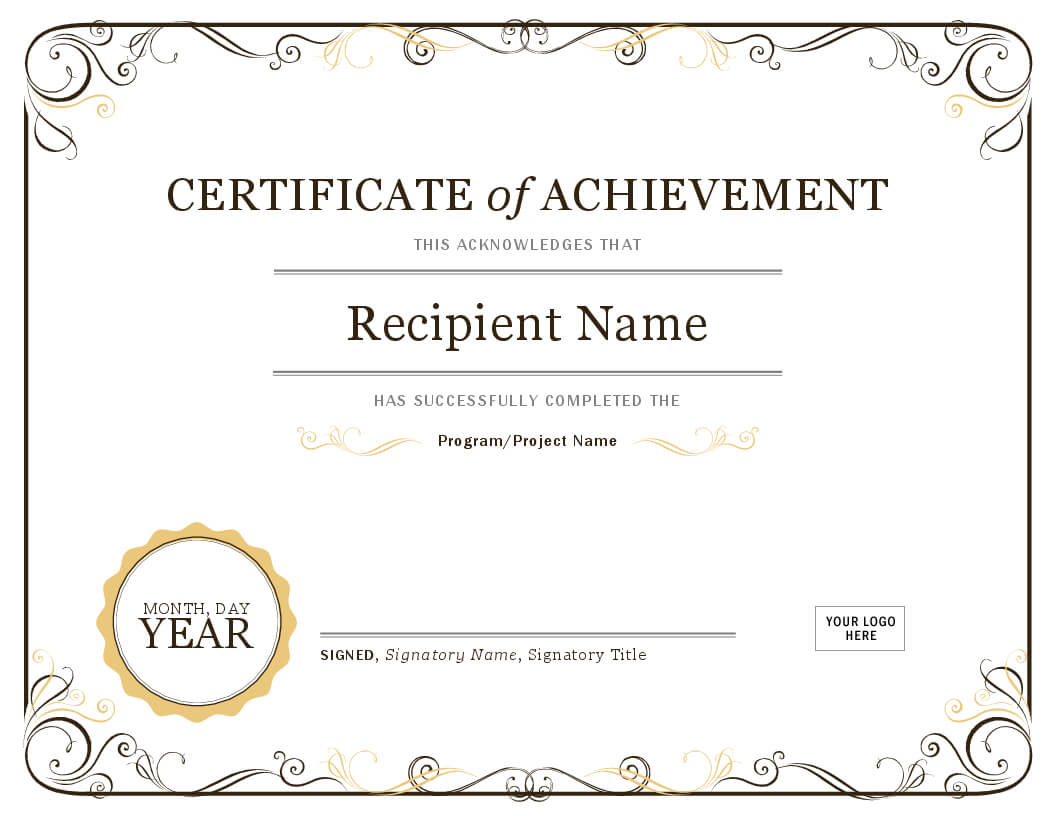Certificate Of Achievement In Congratulations Certificate Word Template