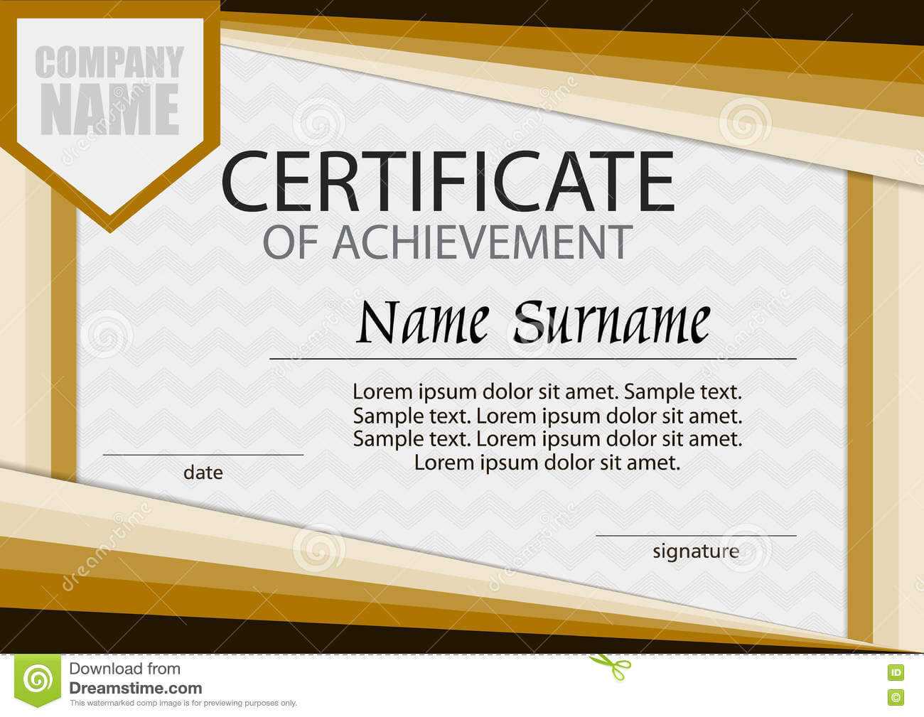 Certificate Of Achievement Template. Horizontal. Stock Within Certificate Of Attainment Template