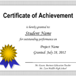 Certificate Of Achievement Template Pertaining To Certificate Of Accomplishment Template Free