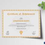 Certificate Of Achievement Template With Word Template Certificate Of Achievement