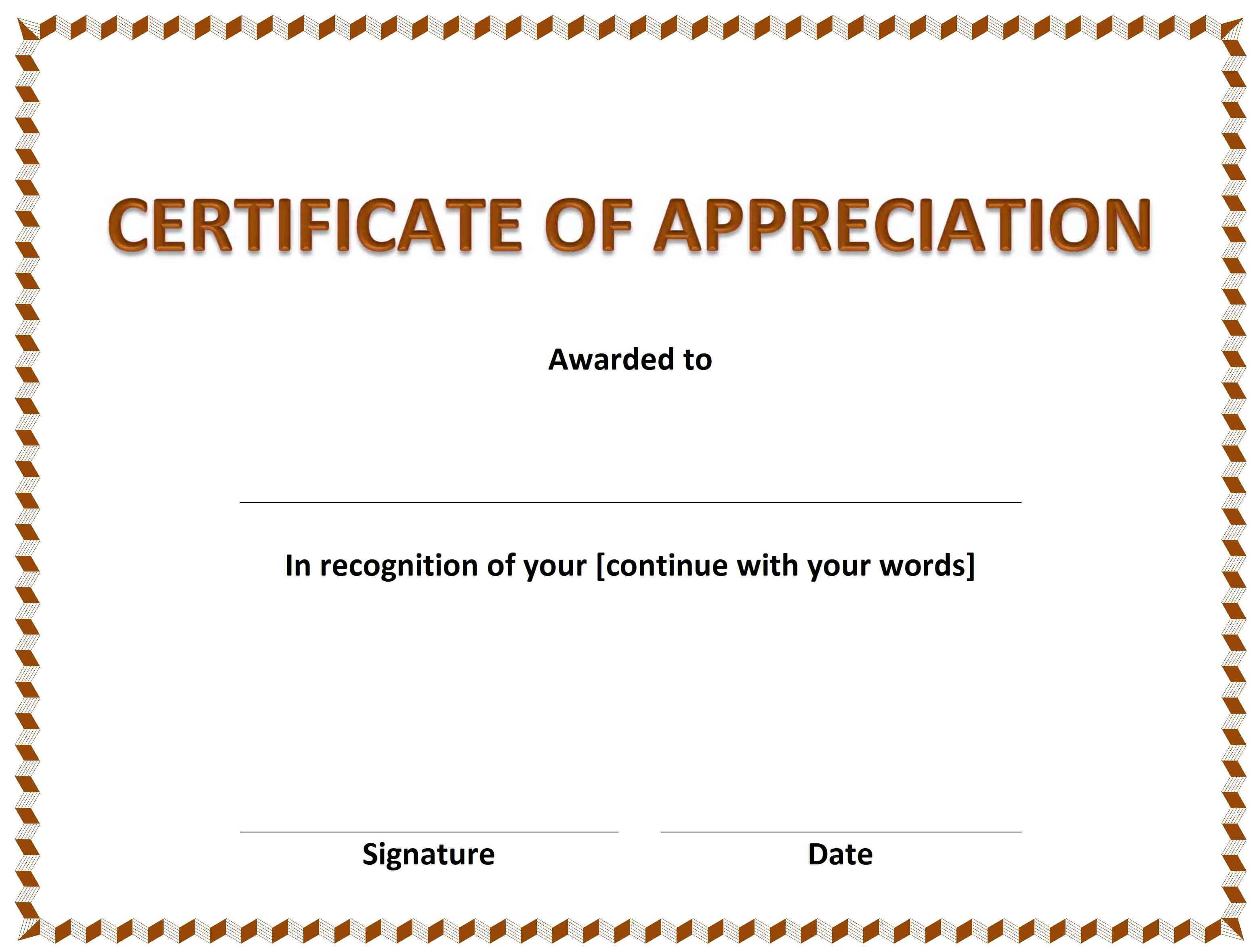 Certificate Of Appreciation For Microsoft Office Certificate Templates Free