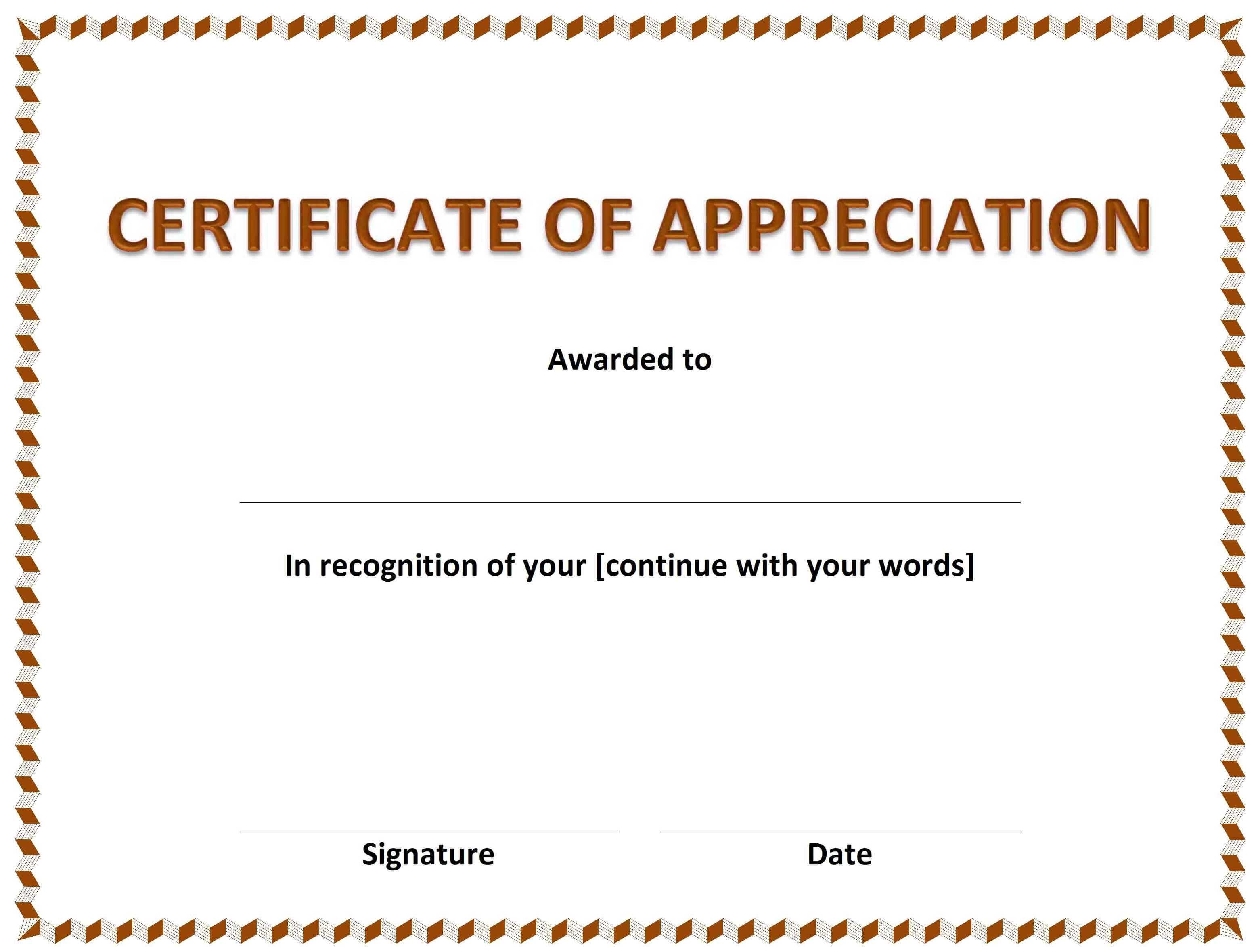 Certificate Of Appreciation For Microsoft Office Certificate Templates Free