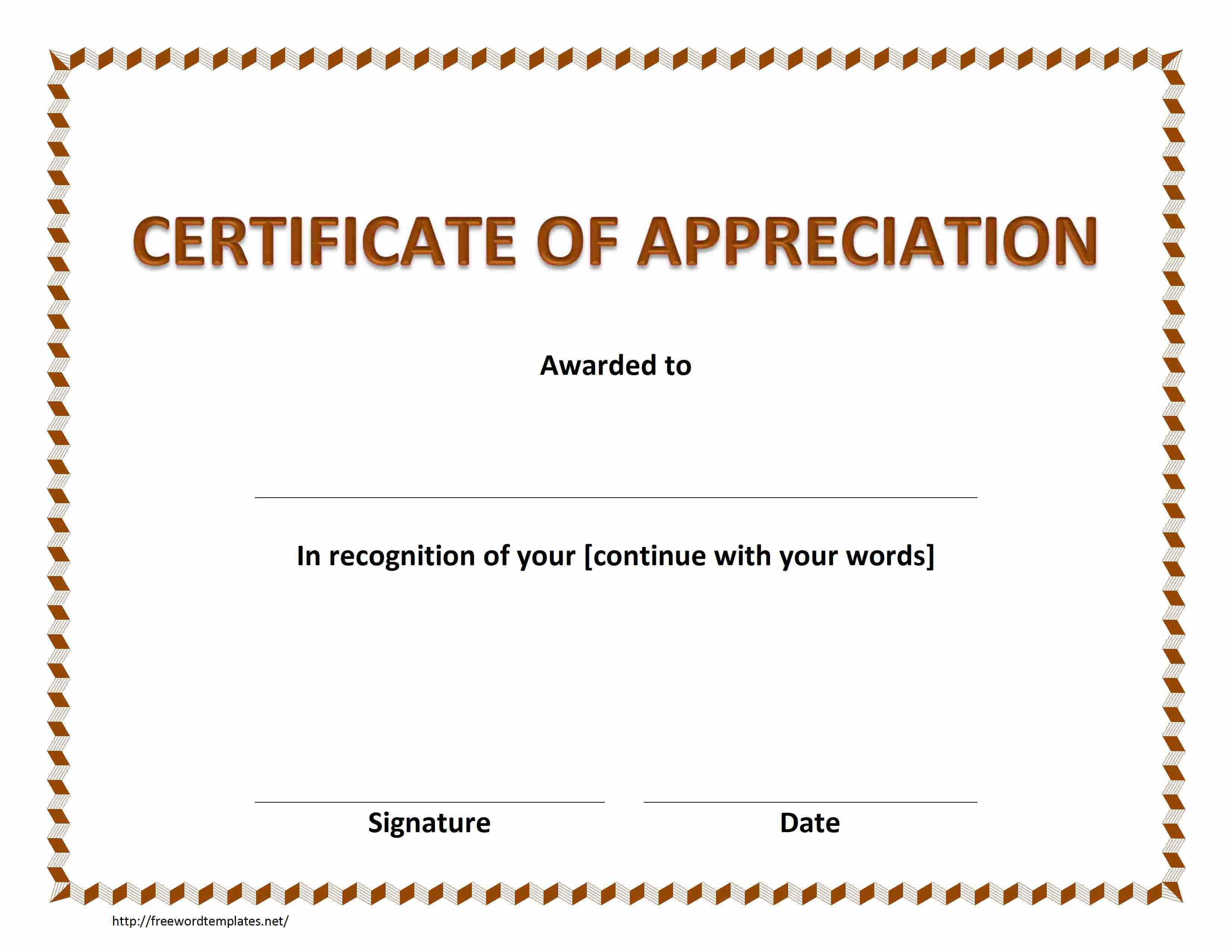 Certificate Of Appreciation Template For Publisher Regarding Formal Certificate Of Appreciation Template