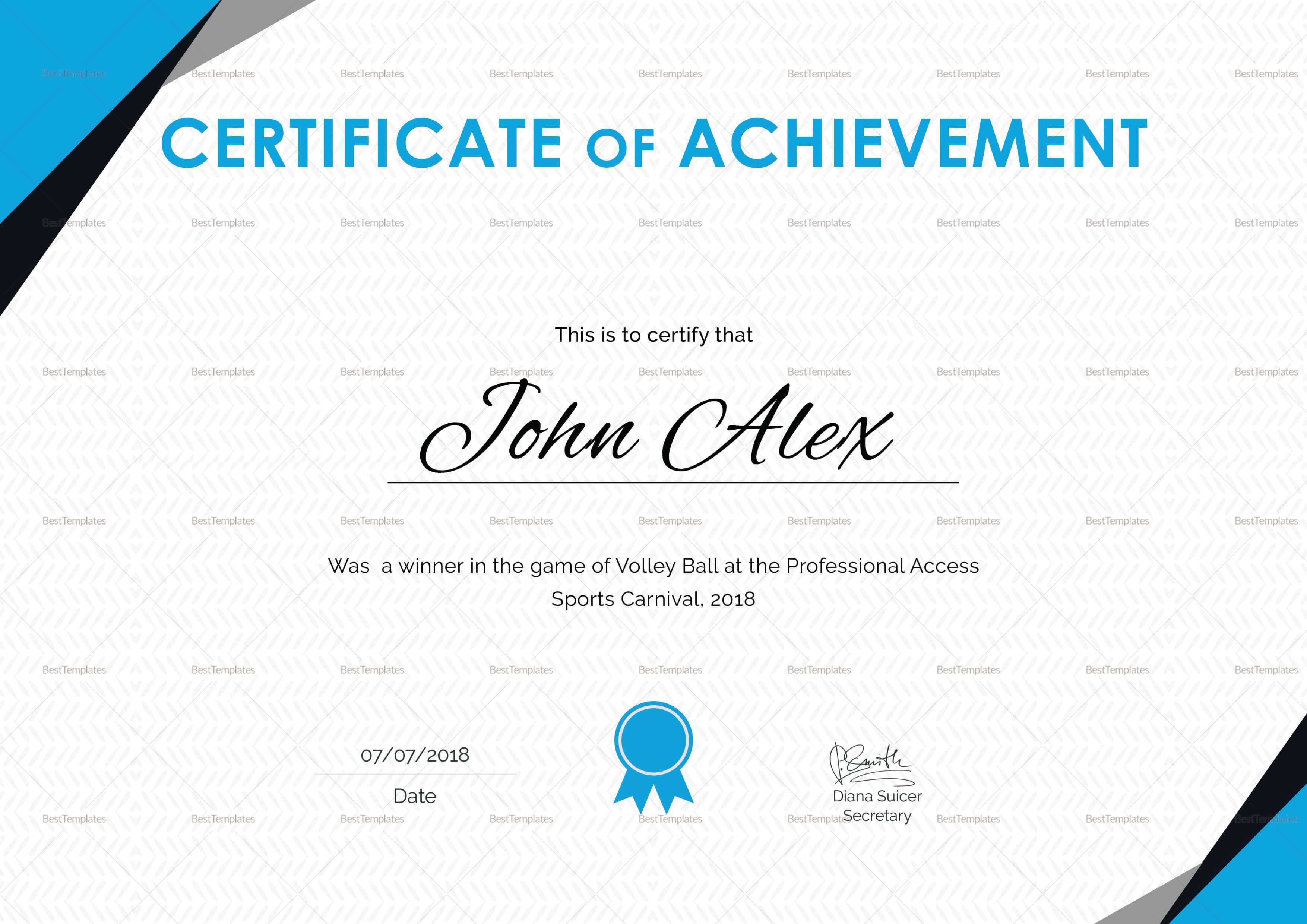 Certificate Of Athletic Achievement Template Pertaining To Athletic Certificate Template