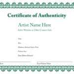 Certificate Of Authenticity Of An Art Print | Certificates Pertaining To Photography Certificate Of Authenticity Template