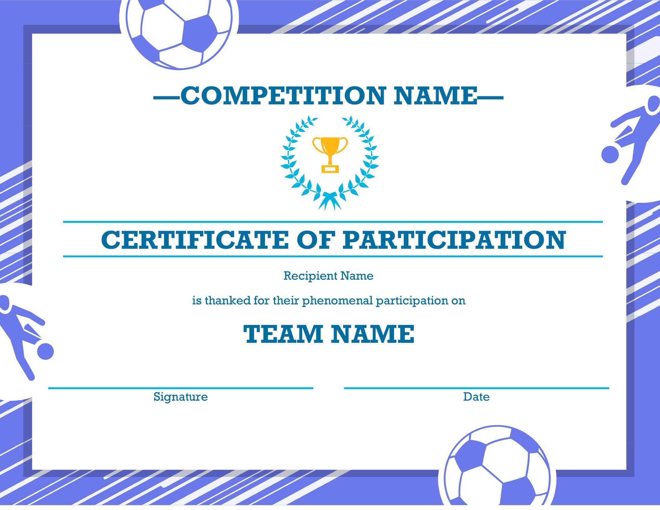 Certificate Of Completion (Blue) Inside Class Completion Certificate Template