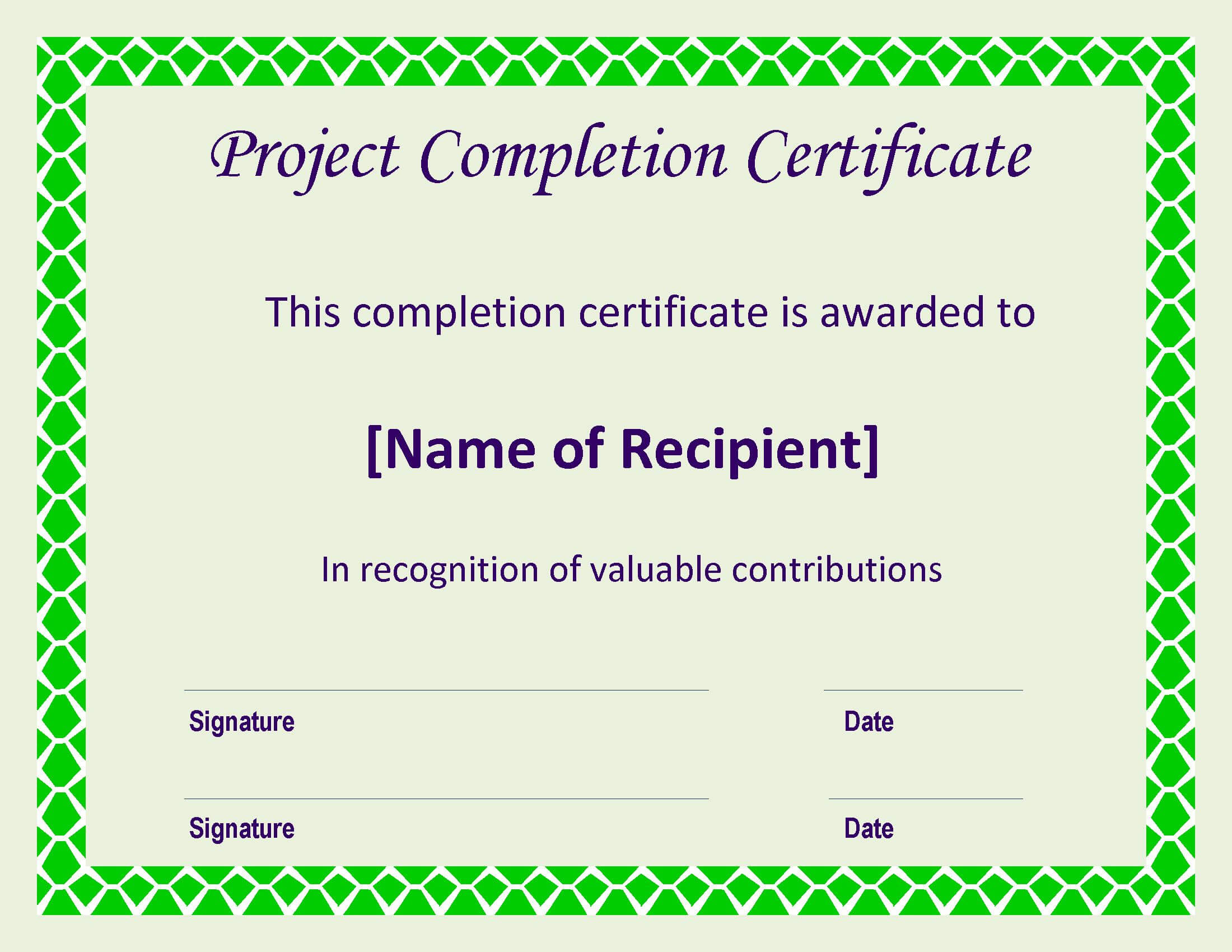 Certificate Of Completion Project | Templates At For Certificate Template For Project Completion