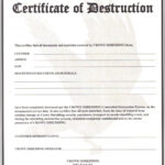 Certificate Of Data Destruction Template | Emetonlineblog With Regard To Free Certificate Of Destruction Template
