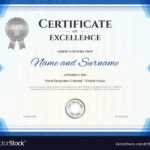 Certificate Of Excellence Template In Blue Theme Throughout Free Certificate Of Excellence Template