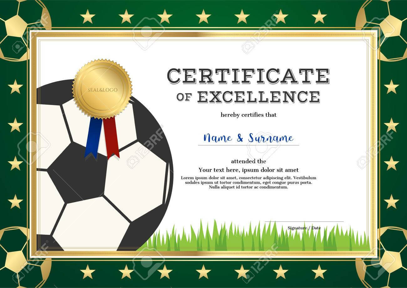 Certificate Of Excellence Template In Sport Theme For Inside Football Certificate Template