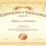 Certificate Of Excellence Template With Award Ribbon On Abstract.. Inside Award Of Excellence Certificate Template