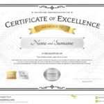 Certificate Of Excellence Template With Gold Award Ribbon On Pertaining To Award Of Excellence Certificate Template