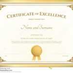 Certificate Of Excellence Template With Gold Border Stock Pertaining To Free Certificate Of Excellence Template