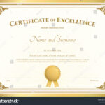 Certificate Of Excellence Template With… Stock Photo Throughout Free Certificate Of Excellence Template