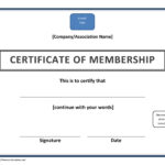 Certificate Of Membership Template throughout New Member Certificate Template