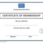 Certificate Of Membership Template Throughout New Member Certificate Template