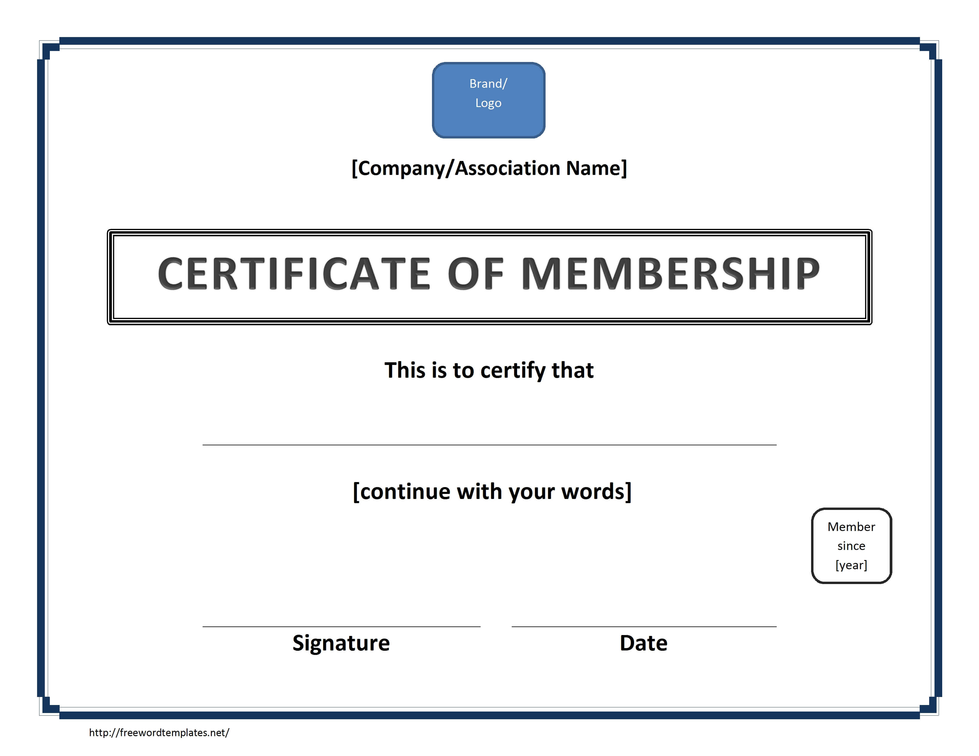 Certificate Of Membership Template Throughout New Member Certificate Template