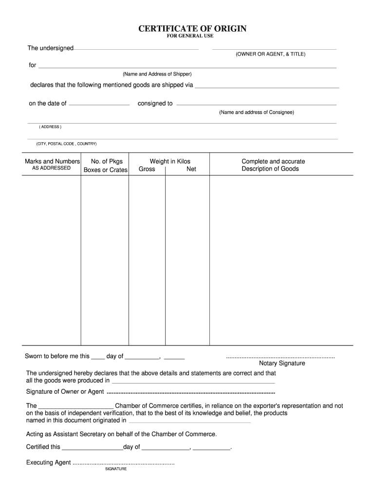 Certificate Of Origin Form – Fill Online, Printable In Certificate Of Origin Form Template