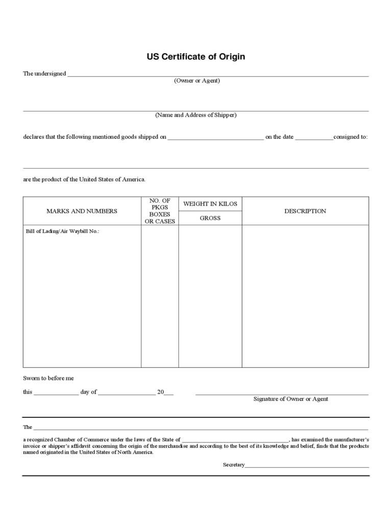 Certificate Of Origin Pdf Form Great 011 Template Ideas Pertaining To Certificate Of Origin Form Template