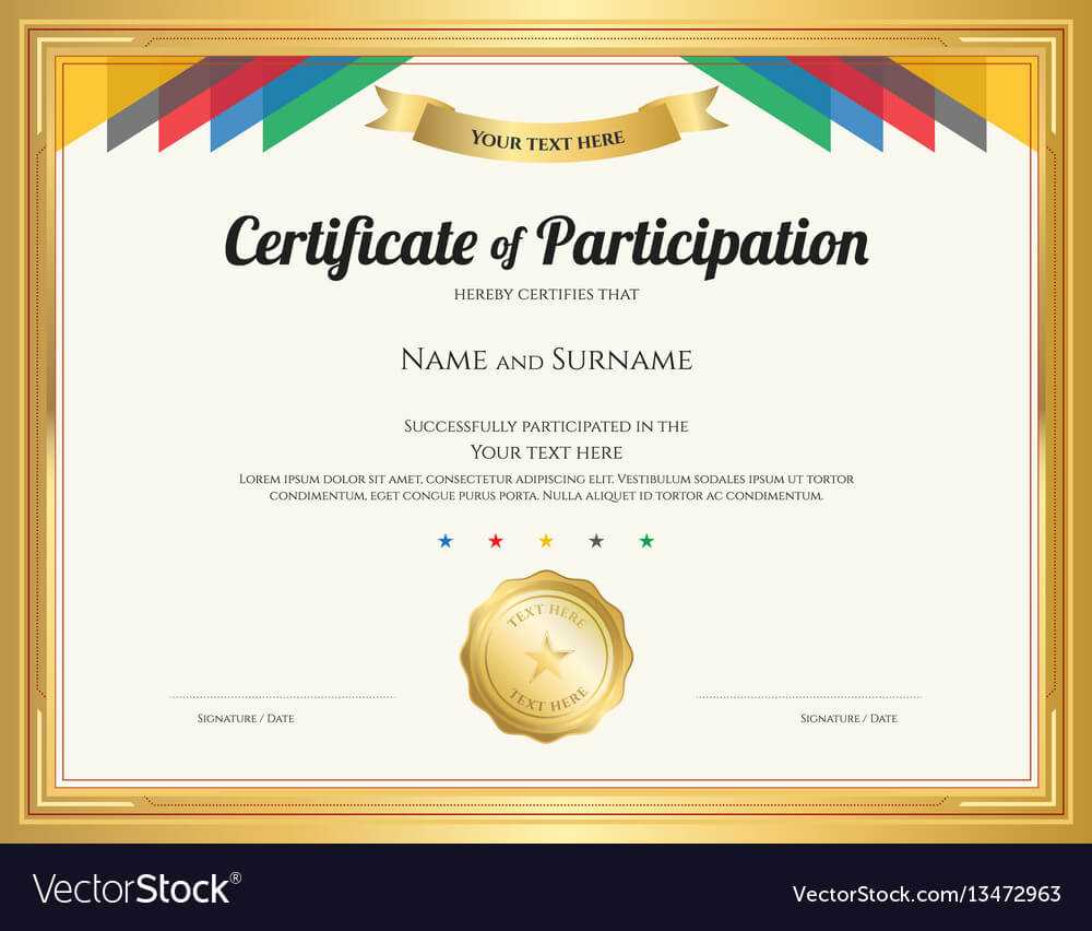 Certificate Of Participation Template With Gold For Certification Of Participation Free Template