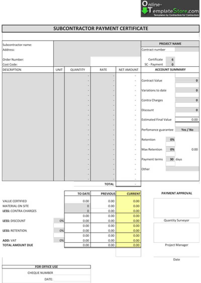 Certificate Of Payment Template 7 – Elsik Blue Cetane For Certificate Of Payment Template