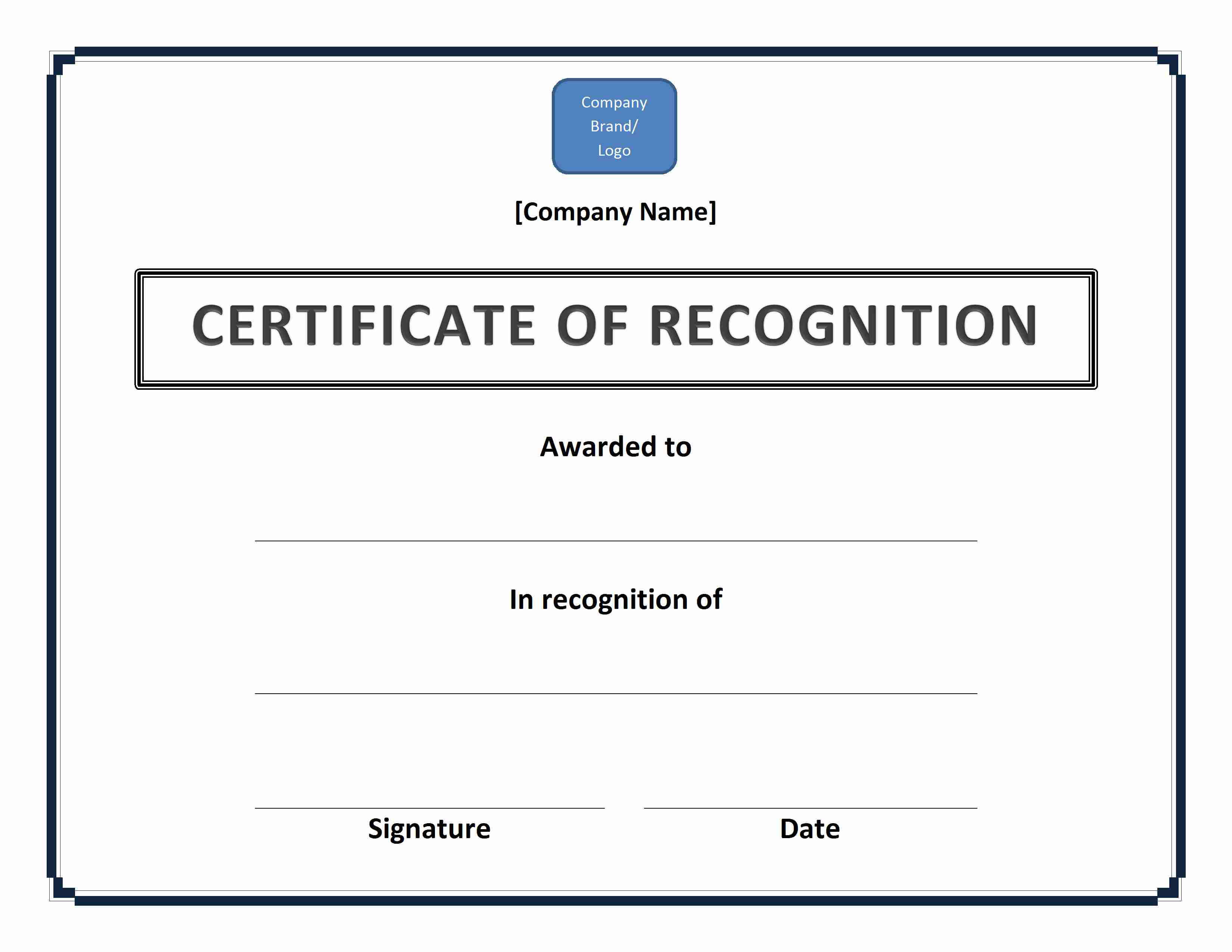 Certificate Of Recognition Template – Ms Word Templates Pertaining To Certificate Of Recognition Word Template