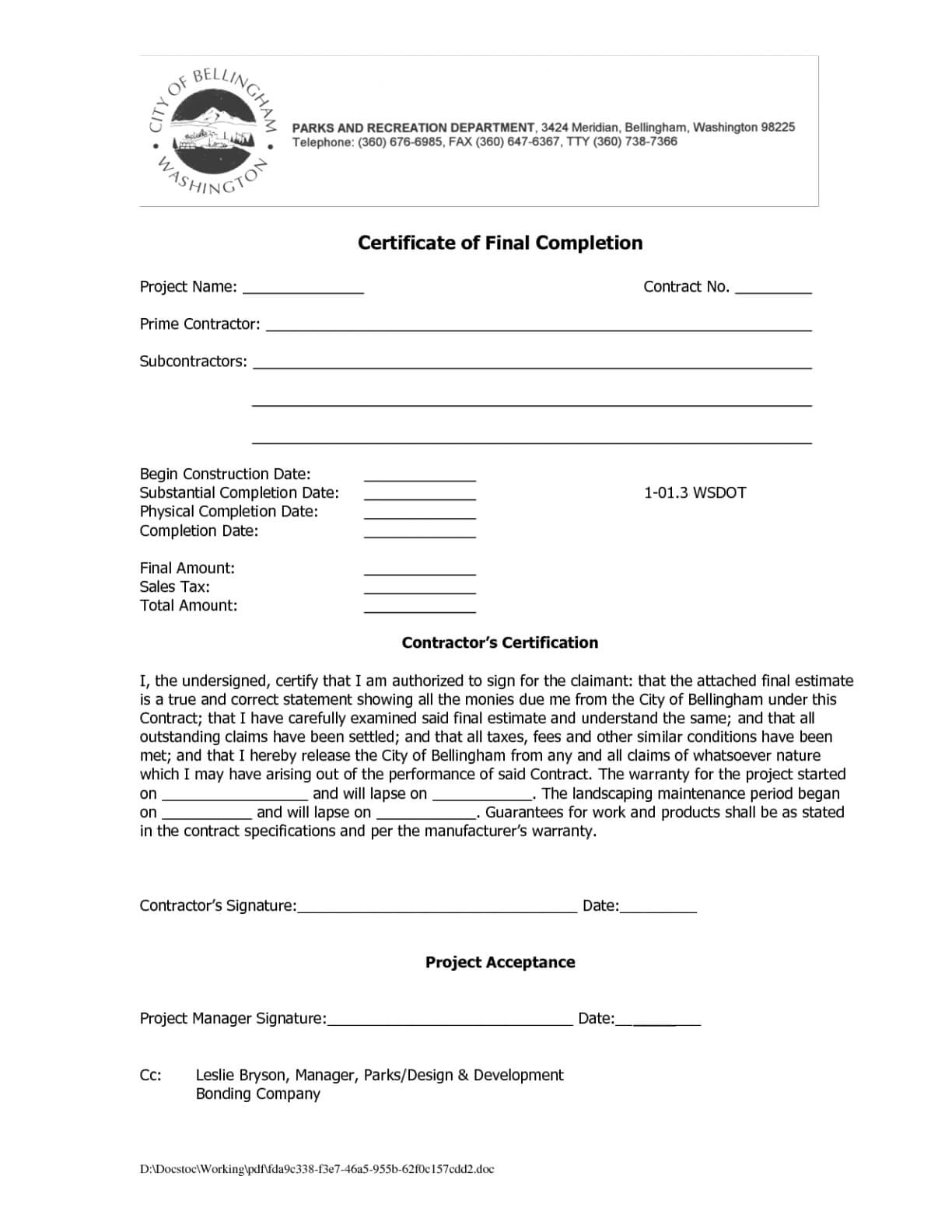 Certificate Of Work Completion Templates 4 – Elsik Blue Cetane Regarding Certificate Of Completion Construction Templates