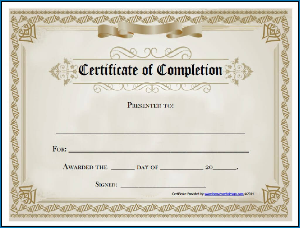 Certificate Ofompletion Template Elegant Vector Free Regarding Certificate Of Completion Template Free Printable