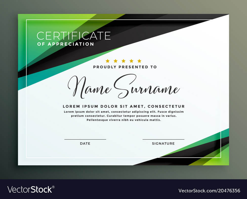 Certificate Template Design In Green Black Inside Design A Certificate Template
