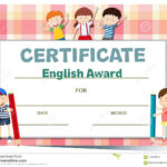 Certificate Template For English Award With Many Kids Stock For Certificate Of Achievement Template For Kids