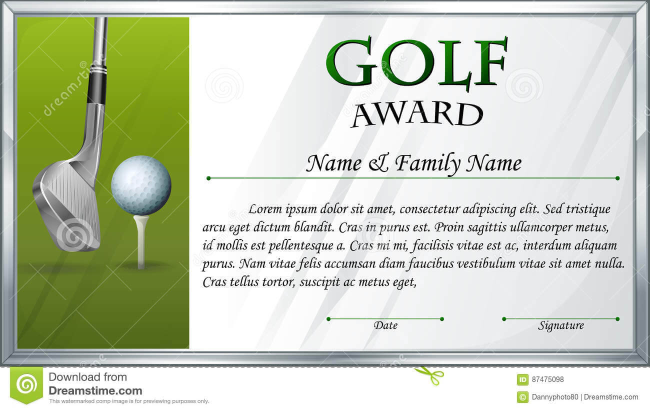 Certificate Template For Golf Award Stock Vector Inside Golf Gift Certificate Template