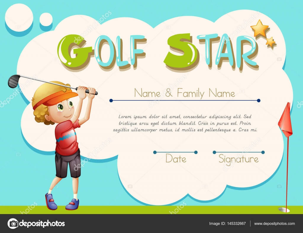 Certificate Template For Golf Star — Stock Vector Intended For Golf Certificate Template Free