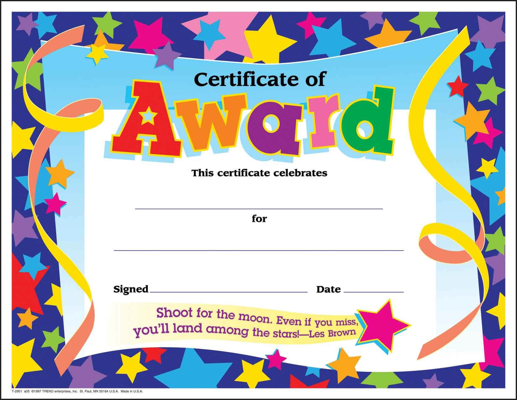 Certificate Template For Kids Free Certificate Templates For Certificate Of Achievement Template For Kids