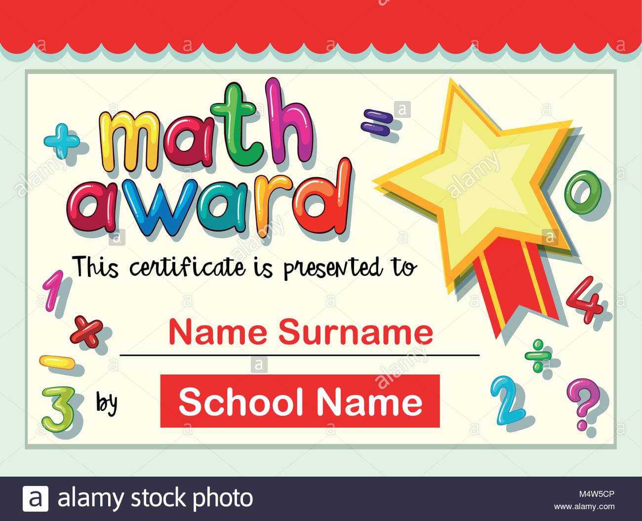 Certificate Template For Math Award Illustration Stock Inside Math Certificate Template