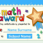 Certificate Template For Math Award With Golden Star Illustration Inside Star Award Certificate Template