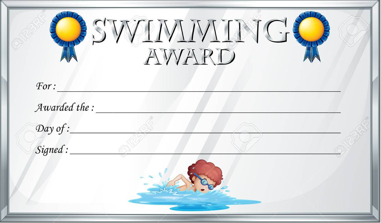 Certificate Template For Swimming Award Illustration Inside Free Swimming Certificate Templates
