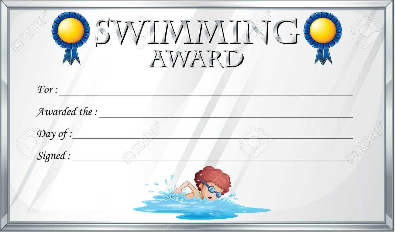 Certificate Template For Swimming Award Illustration Throughout Swimming Certificate Templates Free